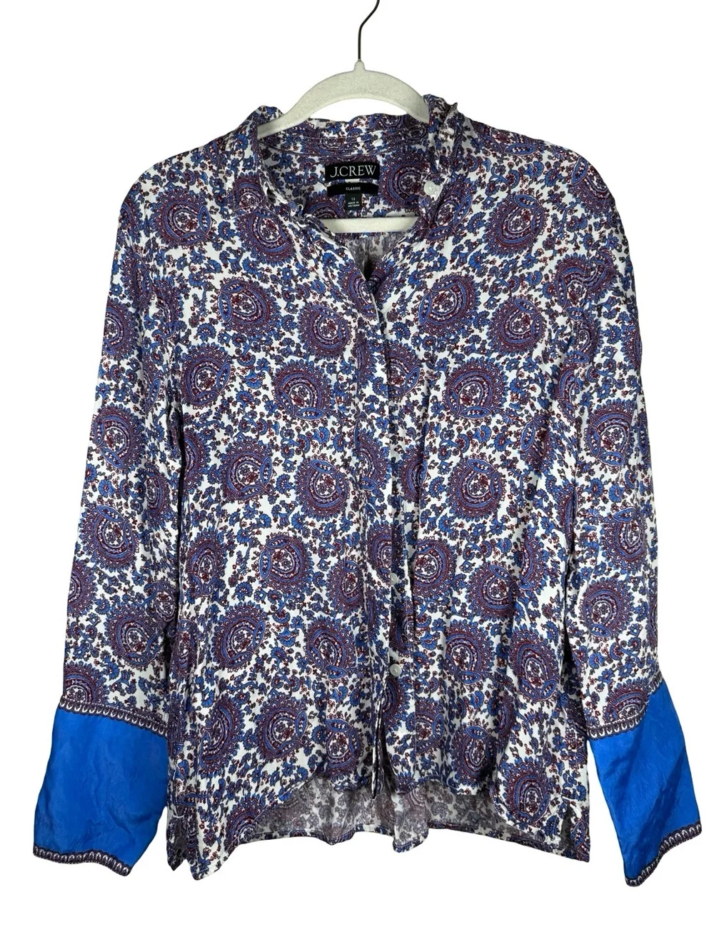J. CREW Classic-Fit Drapey Cupro-Blend Shirt in Floral Crown Size 12